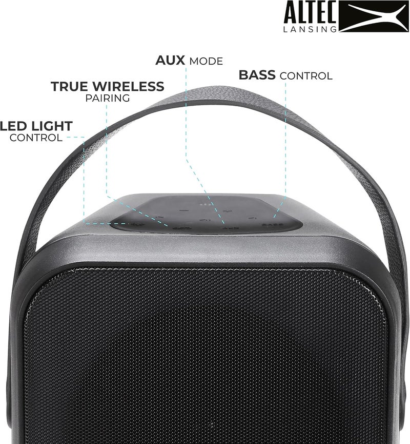 Altec Lansing مكبر صوت وايرلس شوق ويف 60 واط بلوتوث مع بطارية تدوم 6 ساعات، أوضاع حفلات متعددة LED، أوضاع تعزيز الباس المتعددة، مزامنة الحفلات - Image 2